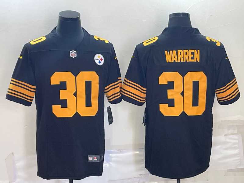 Men%27s Pittsburgh Steelers #30 Jaylen Warren Black Color Rush Stitched Jersey